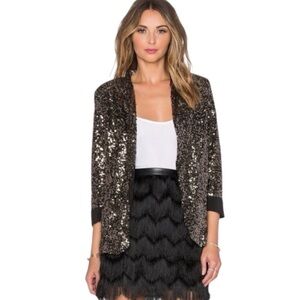 Sam Edelman Black and Gold Sequin Jacket XS